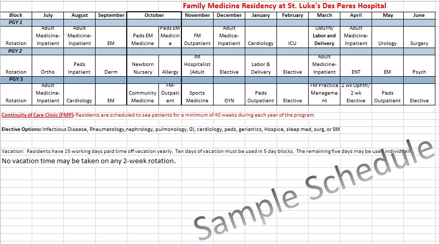 Rotation Schedule Sample